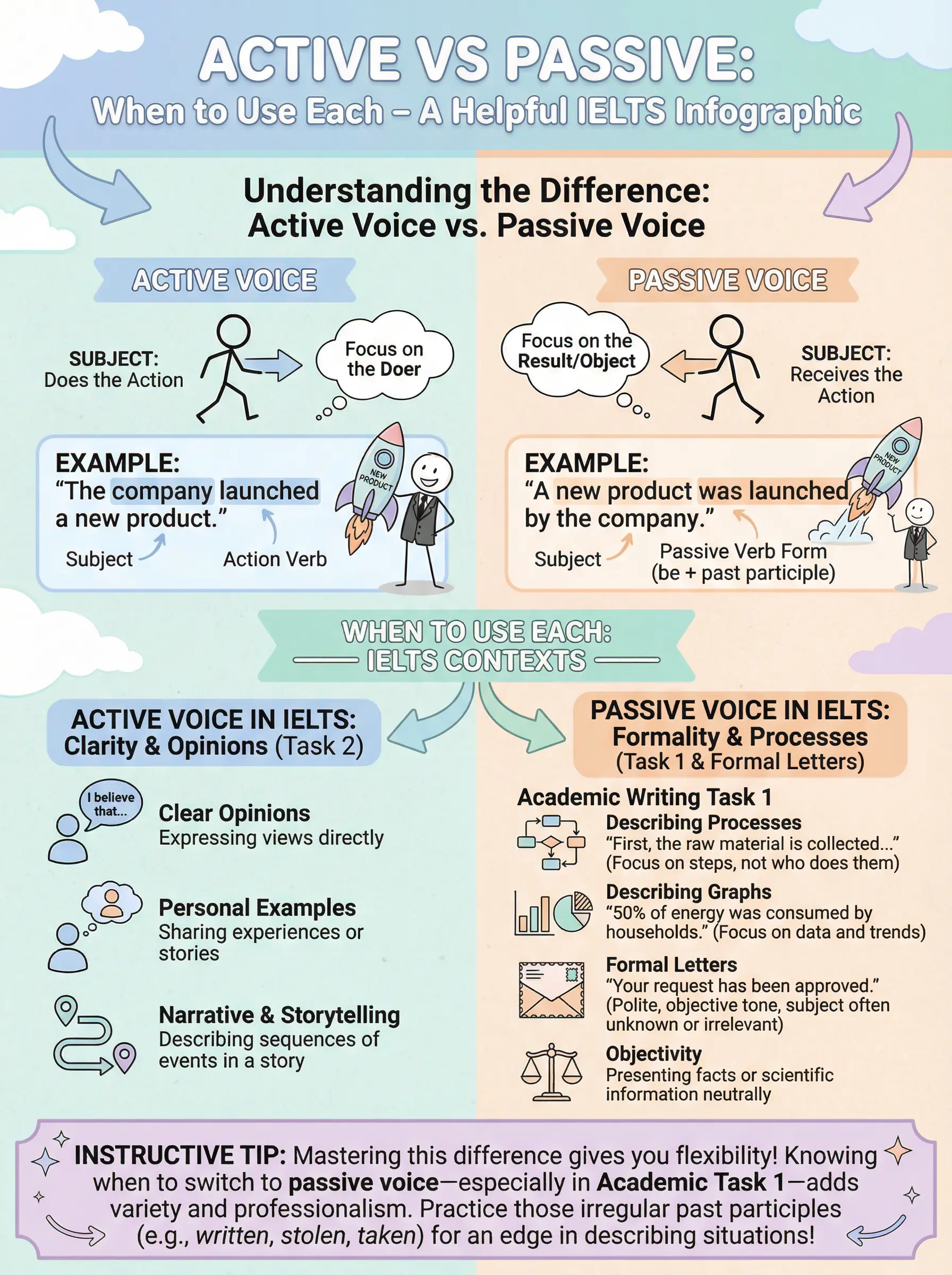 Active vs Passive: When to Use Each - IELTS preparation guide and tips