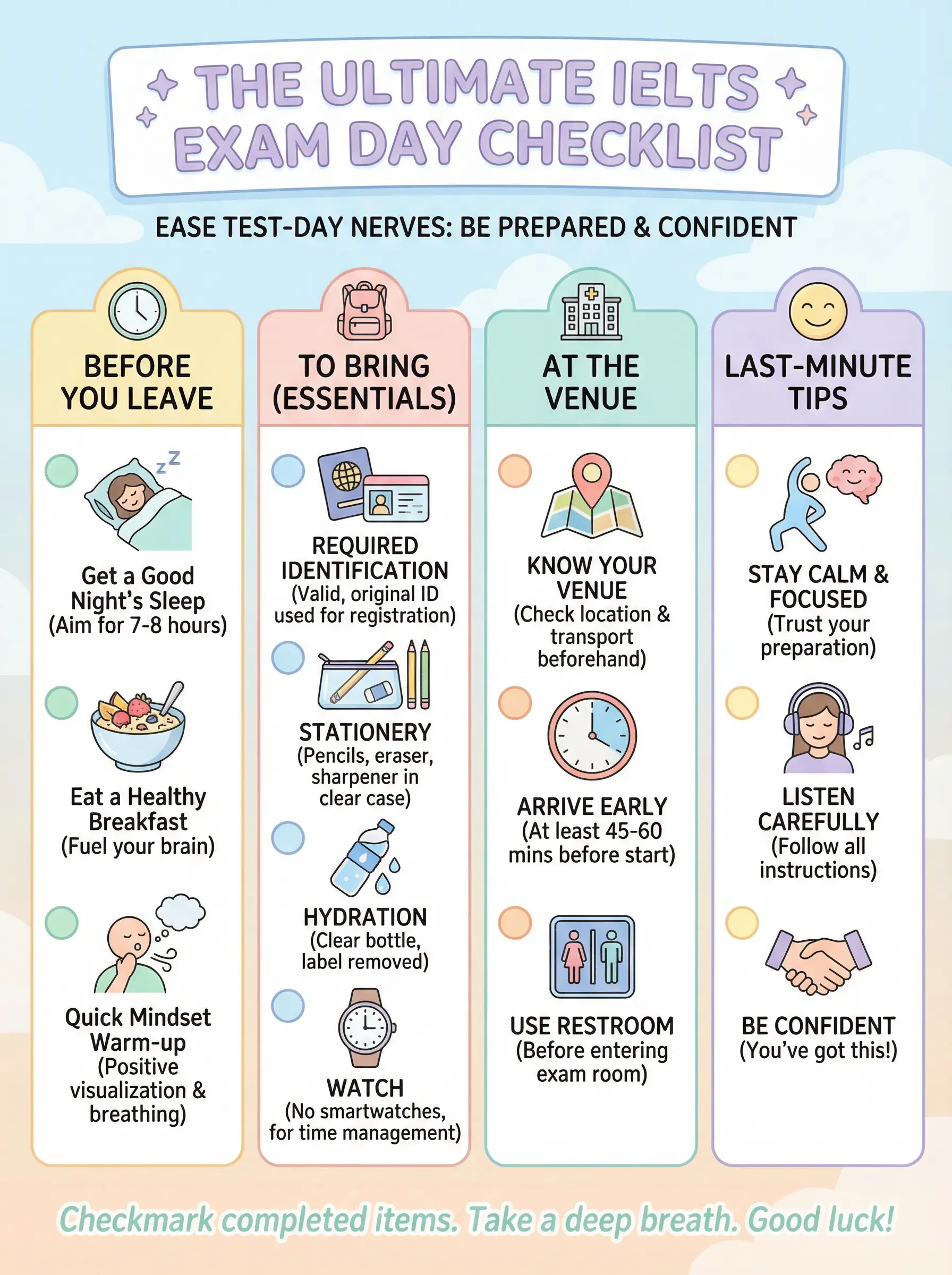 The Ultimate IELTS Exam Day Checklist - IELTS preparation guide and tips